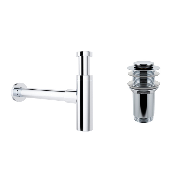 Комплект 3 в 1 Lavinia Boho Bathroom Sink 21520197: накладная раковина 40 см, металлический сифон, донный клапан