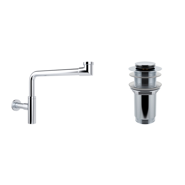 Комплект 3 в 1 Lavinia Boho Bathroom Sink 21520207: накладная раковина 40 см, металлический сифон, донный клапан