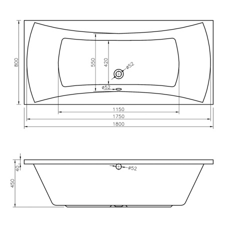 Акриловая ванна Lavinia Boho Evan 37110180, усиленный армированный корпус ванны, 180x80 см