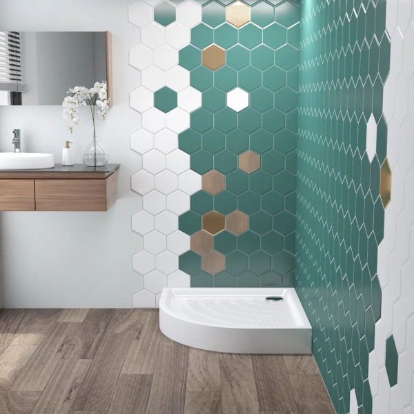 Акриловый душевой поддон Lavinia Boho Rock 37071800, полукруглый, 80 х 80 см