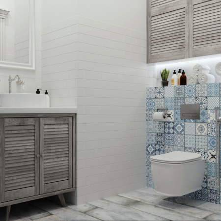 Комплект 6 в 1 Lavinia Boho Bell Pro Rimless 77050128, премиум с пластиковой черной клавишей, удлиненным крепежом, инсталляцией и унитазом