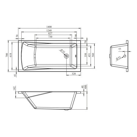 Комплект 3 в 1 Lavinia Boho One S2-37010050, акриловая ванна 150x70 см, металлический каркас с монтажным набором, лицевой экран