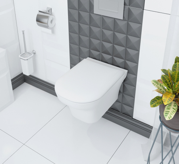 Комплект 2 в 1 Lavinia Boho Bristol Rimless 21020007, чаша подвесного унитаза 2 штуки, быстросъемное сиденье микролифт из прочного дюропласта с хромированными металлическими петлями 2 штуки