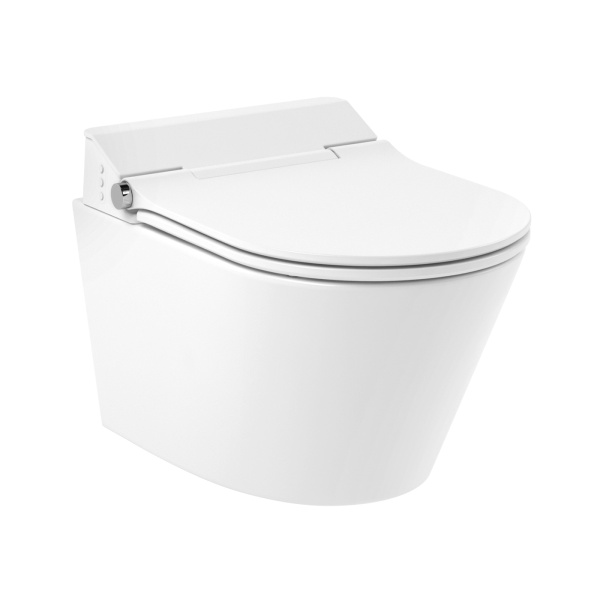 Умный комплект 7 в 1 Lavinia Boho Smart V-Clean 87561184, безободковый унитаз, электронная крышка-биде, пульт ДУ, инсталляция, крепление, клавиша смыва, шумоизоляция, диспенсер