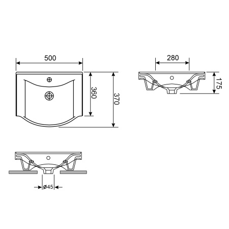 Подвесная/мебельная раковина Wellsee Bisou 151202000 50 см Подвесная/мебельная раковина Wellsee Bisou 151202000 50 см