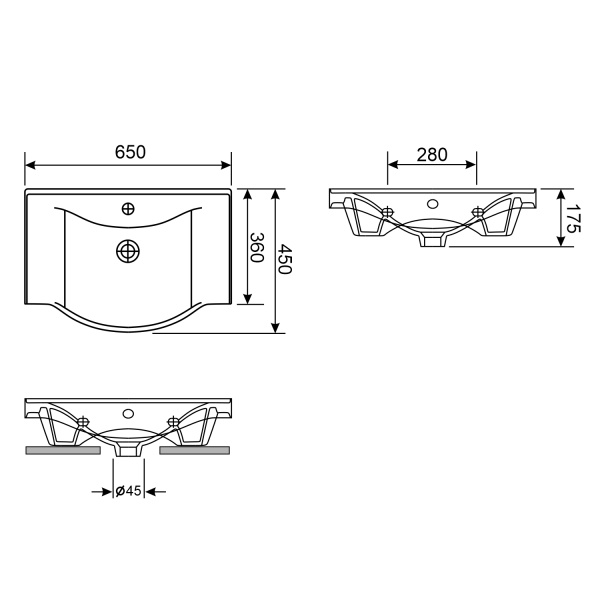 Подвесная/мебельная раковина Wellsee Bisou 151205000 65 см