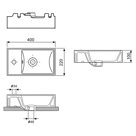 Подвесная/накладная раковина Wellsee WC Area 151802000, 40 см