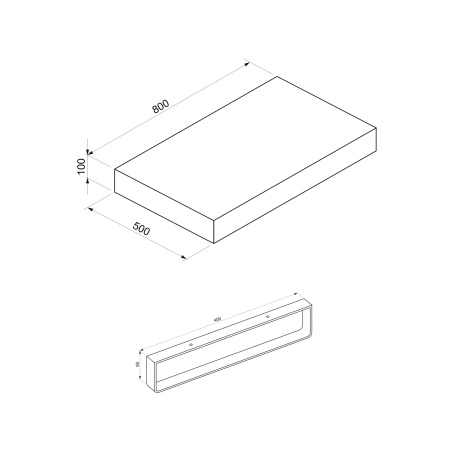 Набор 2 в 1 Wellsee Genuine Tree 162021005, столешница под раковину (80 х 50 см, матовый черный), полотенцедержатель (матовый черный)