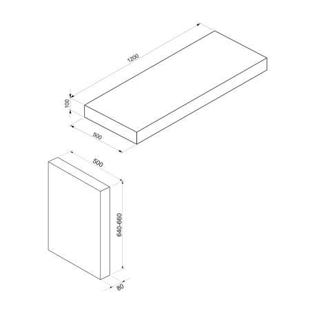 Набор 2 в 1 Wellsee Genuine Tree 162007001, столешница под раковину (120 х 50 см), опора для столешницы, структурный антрацит