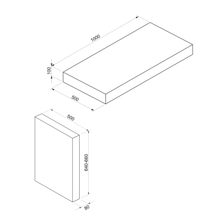 Набор 3 в 1 Wellsee Genuine Tree 162018002, столешница под раковину 1 шт (100 х 50 см), опора для столешницы 2 шт, матовый белый