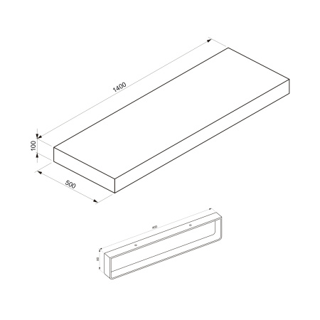 Набор 3 в 1 Wellsee Genuine Tree 162024004, столешница под раковину 1 шт (140 х 50 см, матовый черный), полотенцедержатель 2 шт (полированная нержавеющая сталь)