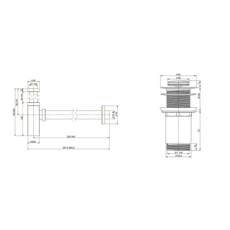 Набор 2 в 1 Сифон для раковины + донный клапан Wellsee Drainage System 182109002