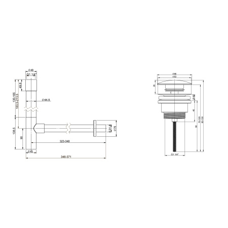Набор 2 в 1 Сифон для раковины + донный клапан Wellsee Drainage System 182115003, матовый черный