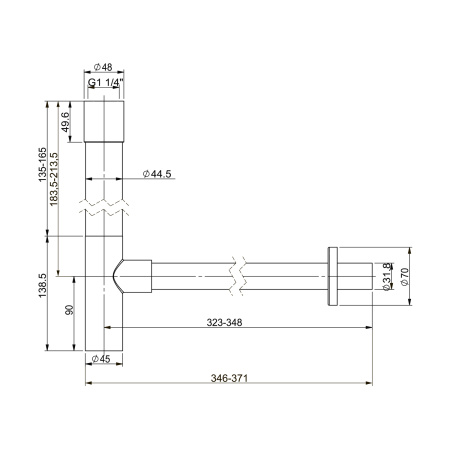 Сифон для раковины Wellsee Drainage System 182114000, латунь