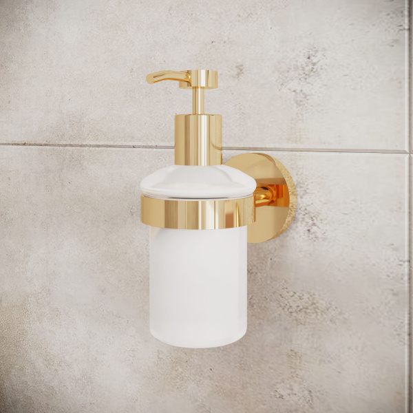 Дозатор для жидкого мыла с держателем Wellsee Finishing Touch 182513000, золото