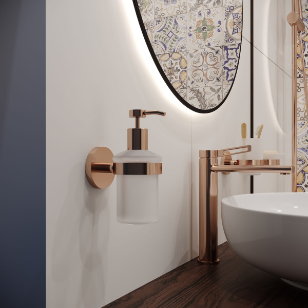 Дозатор для жидкого мыла с держателем Wellsee Finishing Touch 182514000, розовое золото