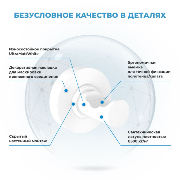 Крючок для полотенца/халата Wellsee Finishing Touch 182520000, белый