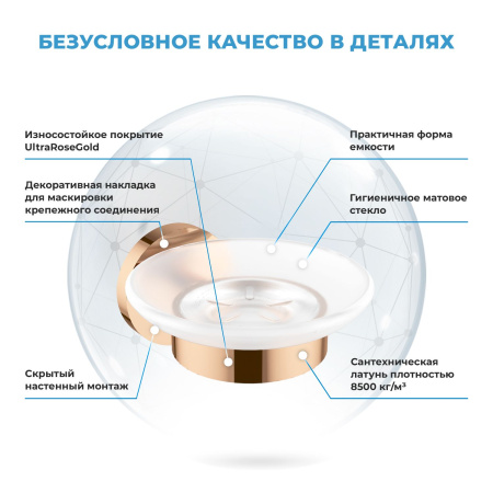 Мыльница с держателем Wellsee Finishing Touch 182504000, розовое золото