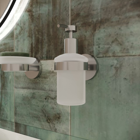 Набор аксессуаров для ванной комнаты 5 в 1 Wellsee Finishing Touch: дозатор для жидкого мыла, мыльница, крючок 2 шт, стакан для зубных щеток (хром) 182511002