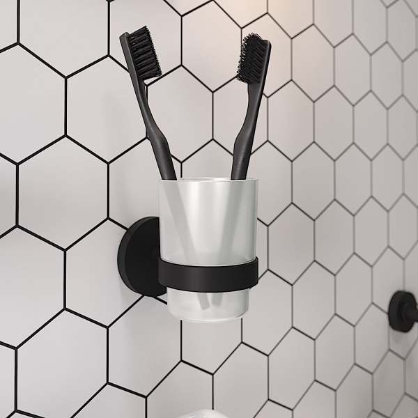Стакан для зубных щеток с держателем Wellsee Finishing Touch 182507000, черный