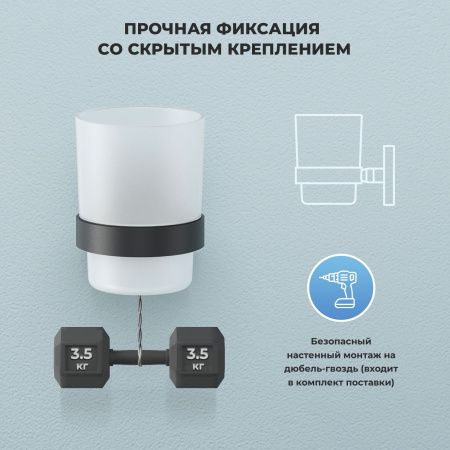 Стакан для зубных щеток с держателем Wellsee Finishing Touch 182507000, черный