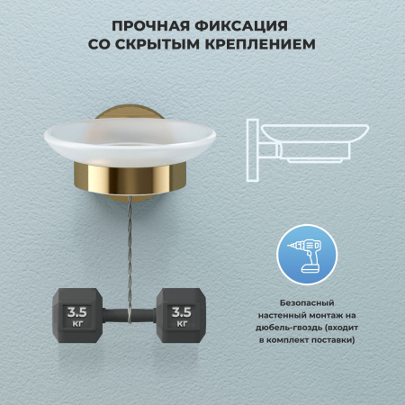 Стеклянная мыльница Wellsee Finishing Touch 182503000, золото