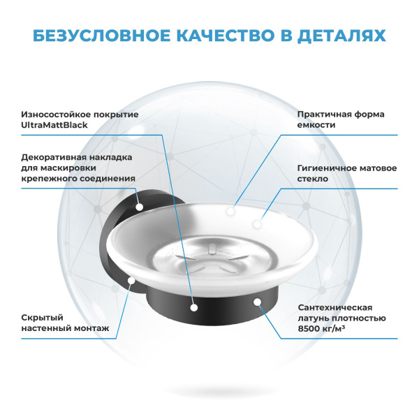 Мыльница с держателем Wellsee Finishing Touch 182502000, черный