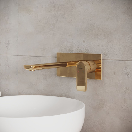 Встраиваемый смеситель для раковины Wellsee ICON! for life 182313001 (с внутренней частью), золотой