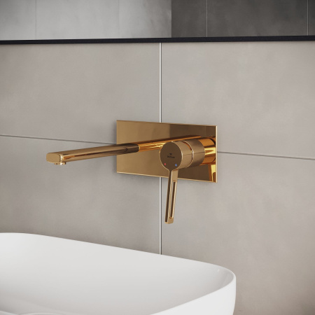 Встраиваемый смеситель для раковины Wellsee ONCE! and forever 182413001 (с внутренней частью), золотой