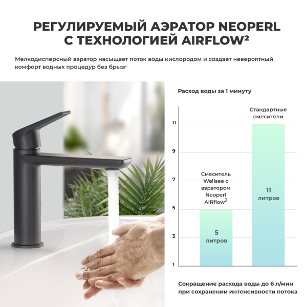 Смеситель для раковины Wellsee ICON! for life 182302000, черный