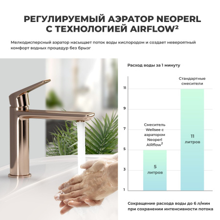 Смеситель для раковины Wellsee ICON! for life 182304000, розовое золото