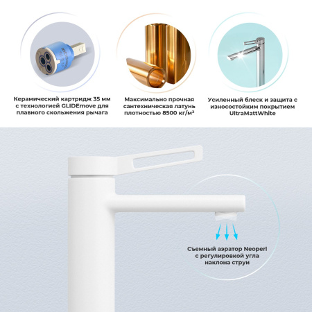 Смеситель для раковины Wellsee ONCE! and forever 182405000, белый Смеситель для раковины Wellsee ONCE! and forever 182405000, белый