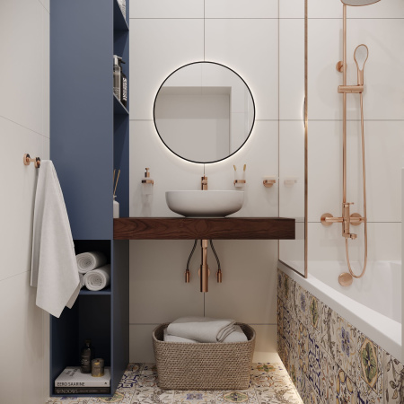 Влагостойкое зеркало с подсветкой для ванной комнаты Wellsee 7 Rays' Spectrum 172200130, диаметр 70 см