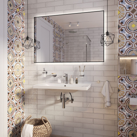 Влагостойкое зеркало с подсветкой для ванной комнаты Wellsee 7 Rays' Spectrum 172200950, 75 х 60 см