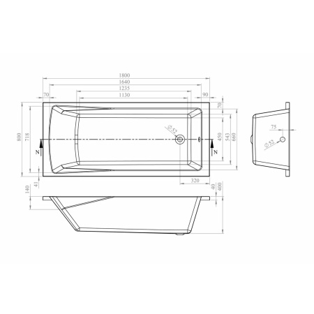 Комплект 2 в 1 Lavinia Boho One S1-37010080, акриловая ванна 180x80 см, металлический каркас с монтажным набором