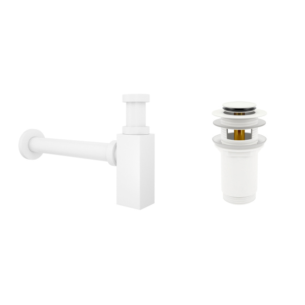 Комплект 3 в 1 Lavinia Boho One 21520766: подвесная раковина 37 см, металлический сифон, донный клапан