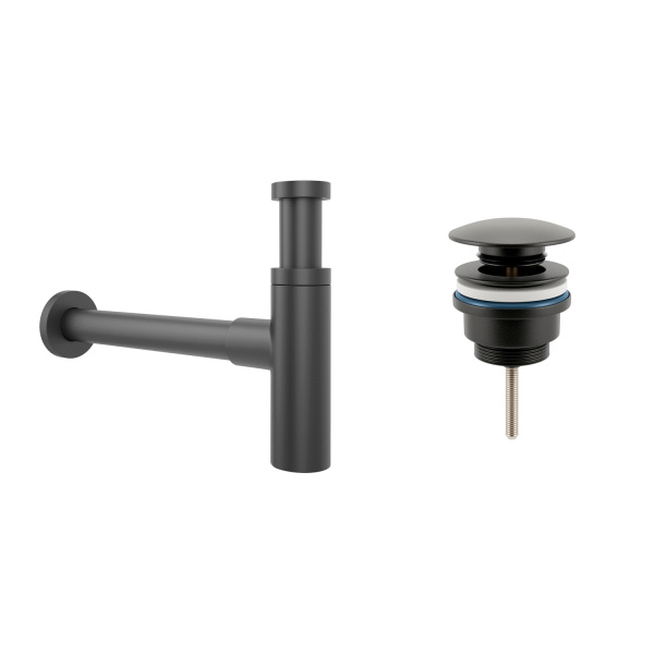 Комплект 3 в 1 Lavinia Boho One 21520781: подвесная раковина 37 см, металлический сифон, донный клапан