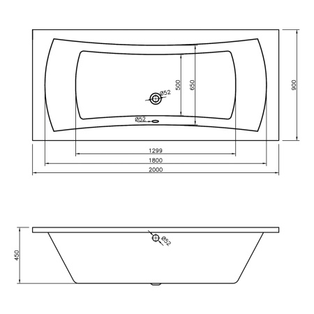 Акриловая ванна Lavinia Boho Evan 37110200, усиленный армированный корпус ванны, 200x90 см