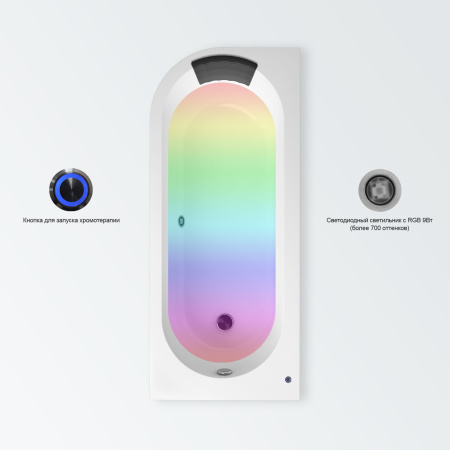 Комплект 4 в 1 Lavinia Boho Art II S3-371317PR, акриловая ванна 170x72,5 см (правый разворот), усиленные металлические ножки с монтажным набором, мягкий силиконовый подголовник, хромотерапия