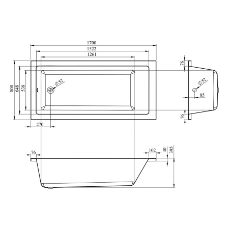 Комплект 4 в 1 Lavinia Boho Element S2-3709008P, акриловая ванна 170x80 см, усиленный металлический каркас с монтажным набором, мягкий силиконовый подголовник, лицевой экран
