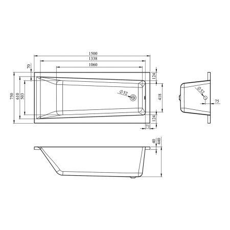 Комплект 4 в 1 Lavinia Boho Rock S3-3707006P, акриловая ванна 160x75 см, усиленный металлический каркас с монтажным набором, мягкий силиконовый подголовник, хромотерапия