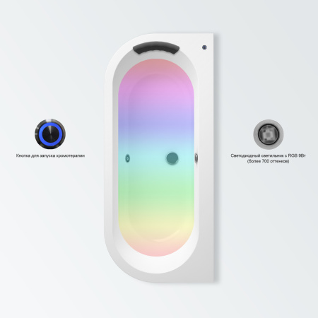 Комплект 5 в 1 Lavinia Boho Art S4-3708075P, акриловая ванна 170x75 см, усиленные металлические ножки с монтажным набором, мягкий силиконовый подголовник, лицевой экран, хромотерапия