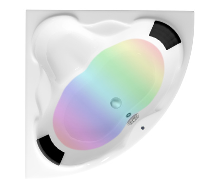 Комплект 5 в 1 Lavinia Boho Elegant S4-3705015P, акриловая ванна 150x150 см, усиленный металлический каркас с монтажным набором, мягкий силиконовый подголовник 2 штуки, лицевой экран, хромотерапия