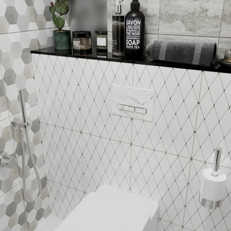 Комплект 4 в 1 инсталляции для подвесного унитаза Lavinia Boho Relfix 77010028 (с бело-серой стеклянной клавишей смыва, звукоизоляцией и крепежом)