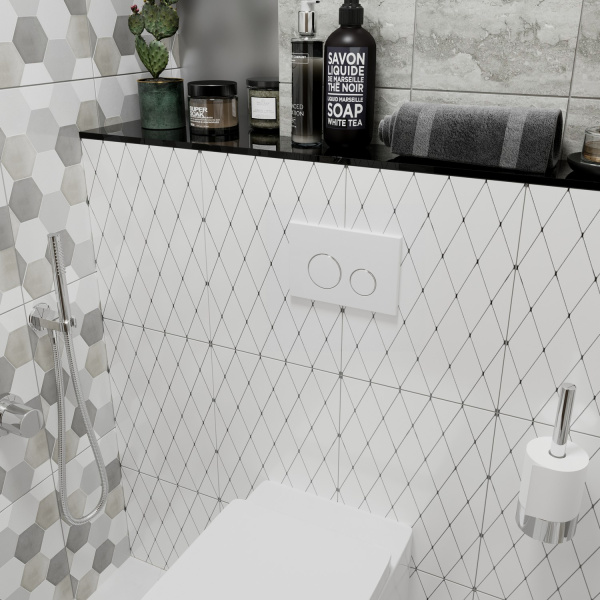 Комплект 4 в 1 инсталляции для подвесного унитаза Lavinia Boho Relfix 77020023 (с белой стеклянной клавишей смыва, звукоизоляцией и крепежом)