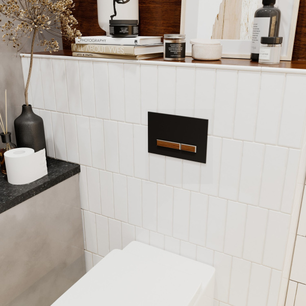 Комплект 4 в 1 инсталляции для подвесного унитаза Lavinia Boho Relfix 77020029 (с черно-коричневой пластиковой клавишей смыва, звукоизоляцией и крепежом)