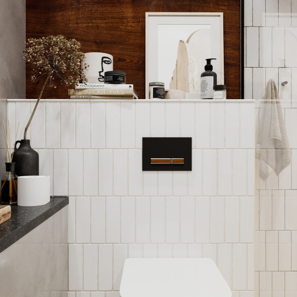 Комплект 4 в 1 инсталляции для подвесного унитаза Lavinia Boho Relfix 77020029 (с черно-коричневой пластиковой клавишей смыва, звукоизоляцией и крепежом)