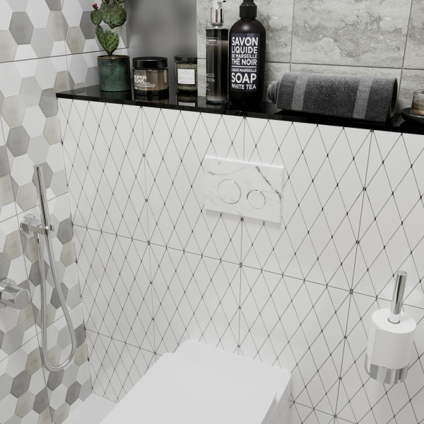 Комплект 4 в 1 инсталляции для подвесного унитаза Lavinia Boho Relfix 77020041 (с бело-серой стеклянной клавишей смыва, звукоизоляцией и крепежом)