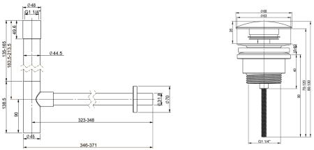 Набор 2 в 1 Vimarr Drainage 5180063003, сифон для раковины, донный клапан универсальный, матовый черный