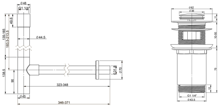 Набор 2 в 1 Vimarr Drainage 5180062001, сифон для раковины, донный клапан с переливом, матовый белый